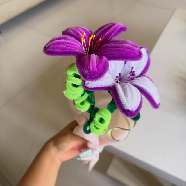 Lavender Lily Bouquet, handmade by Mona